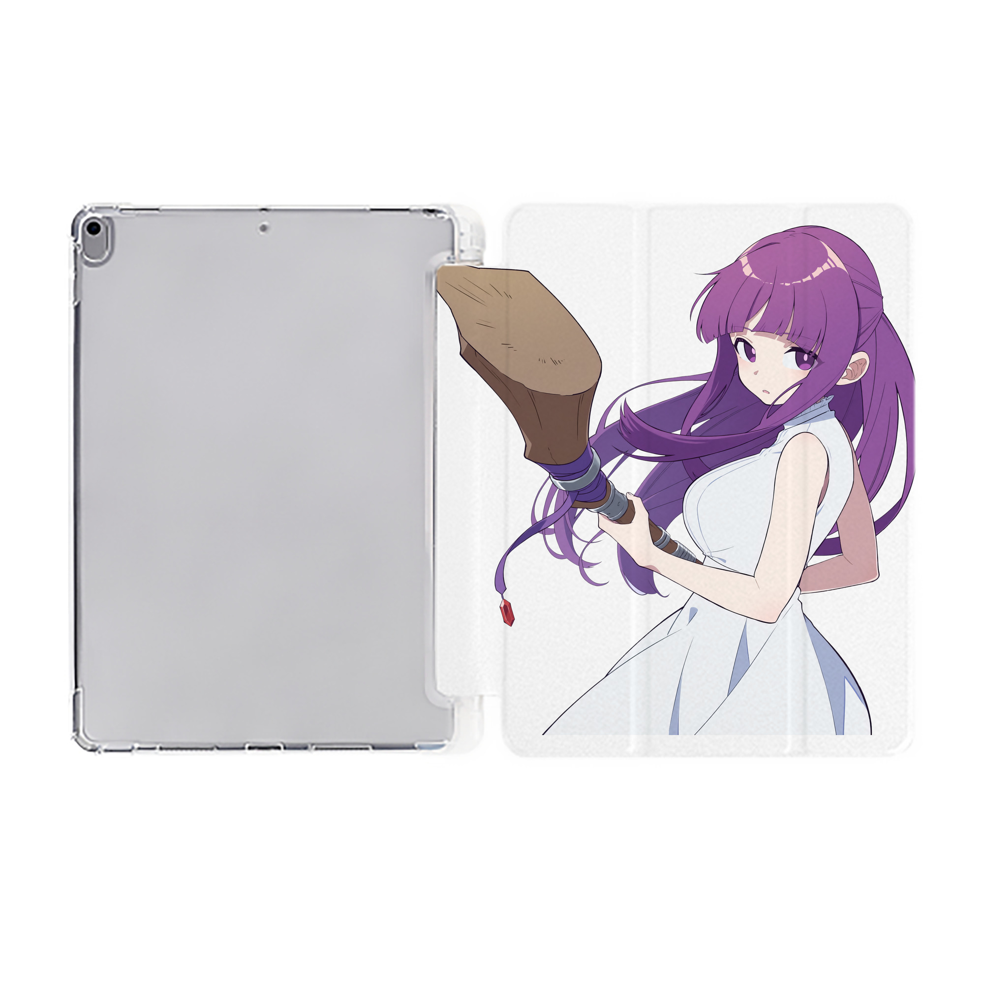 （画像用） 葬送のフリーレン Frieren IPad ケース ペン収納付き 三つ折りスタンド PUレザー×シリコン 対応機種9.5/10.5/10.9インチ